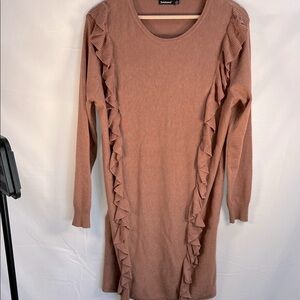 Sweater Long Sleeve Ruffle Dress sienna knee length XL